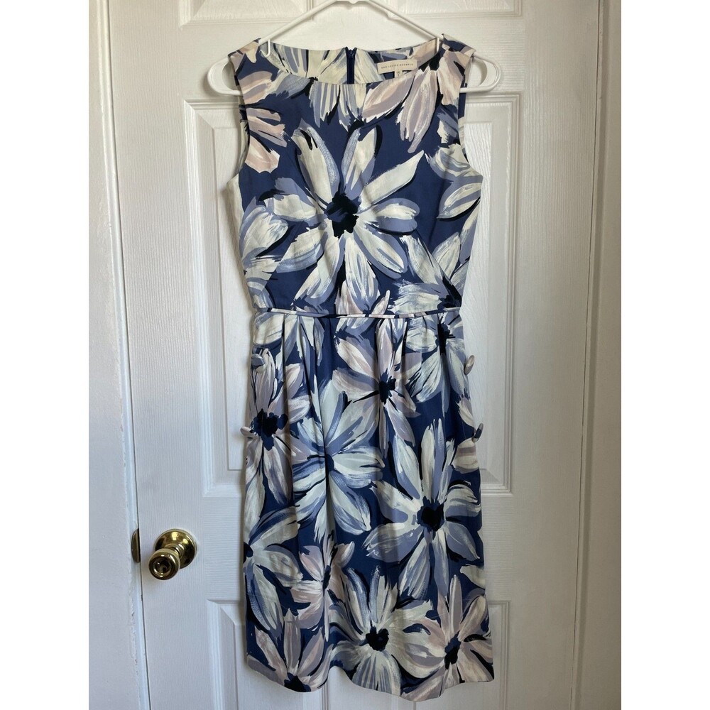 Ann Louise Roswald Designer Dress Floral Print 1950s Vintage Style high neck UK8